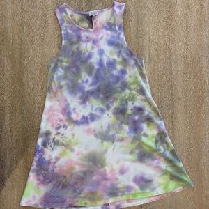 Tobi Tie Dye Sleeveless Skater Dress – Pastel Purple Pink Green – Size Small